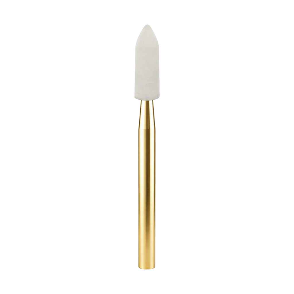 White pointed cylinder FG dental cleaning bur
