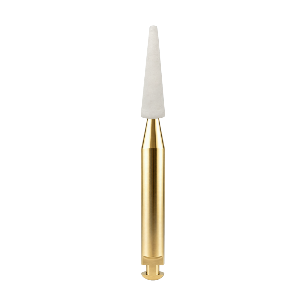 White taper flat end RA dental cleaning bur