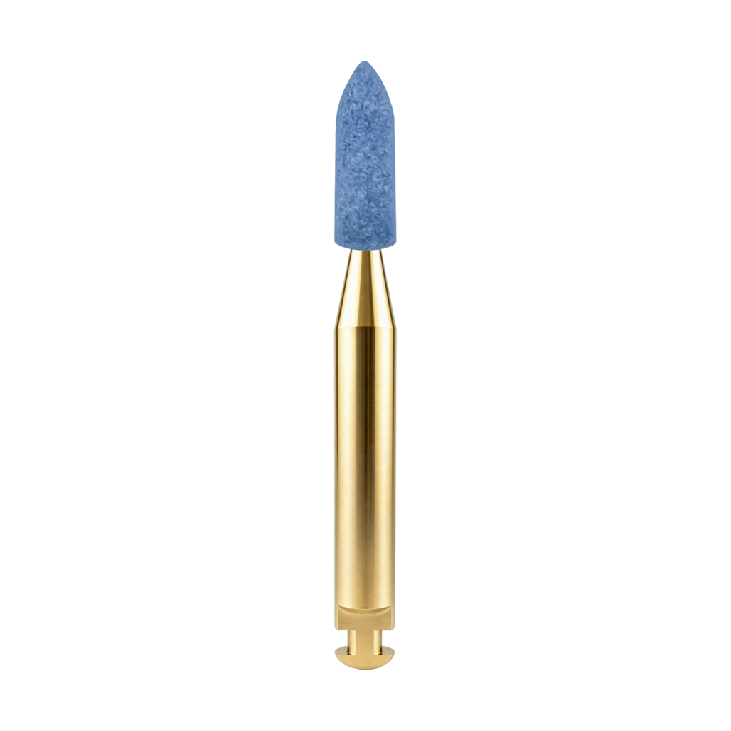 Blue pointed cylinder RA dental cleaning bur